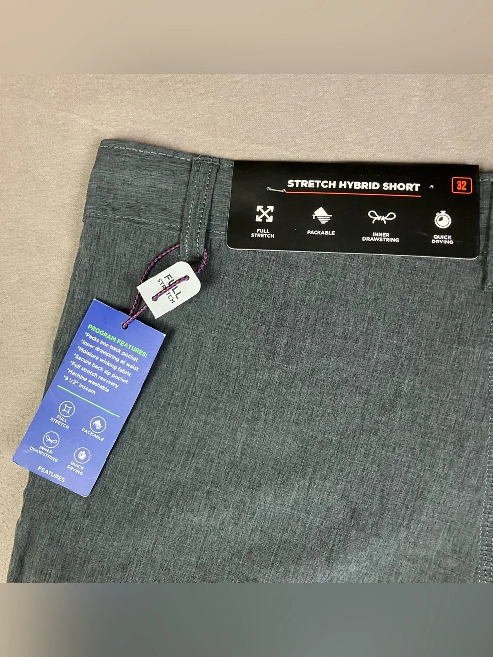 Hawke & Co. Men’s Size 32 Stretch Hybrid Performance Shorts Black Heather NWT!